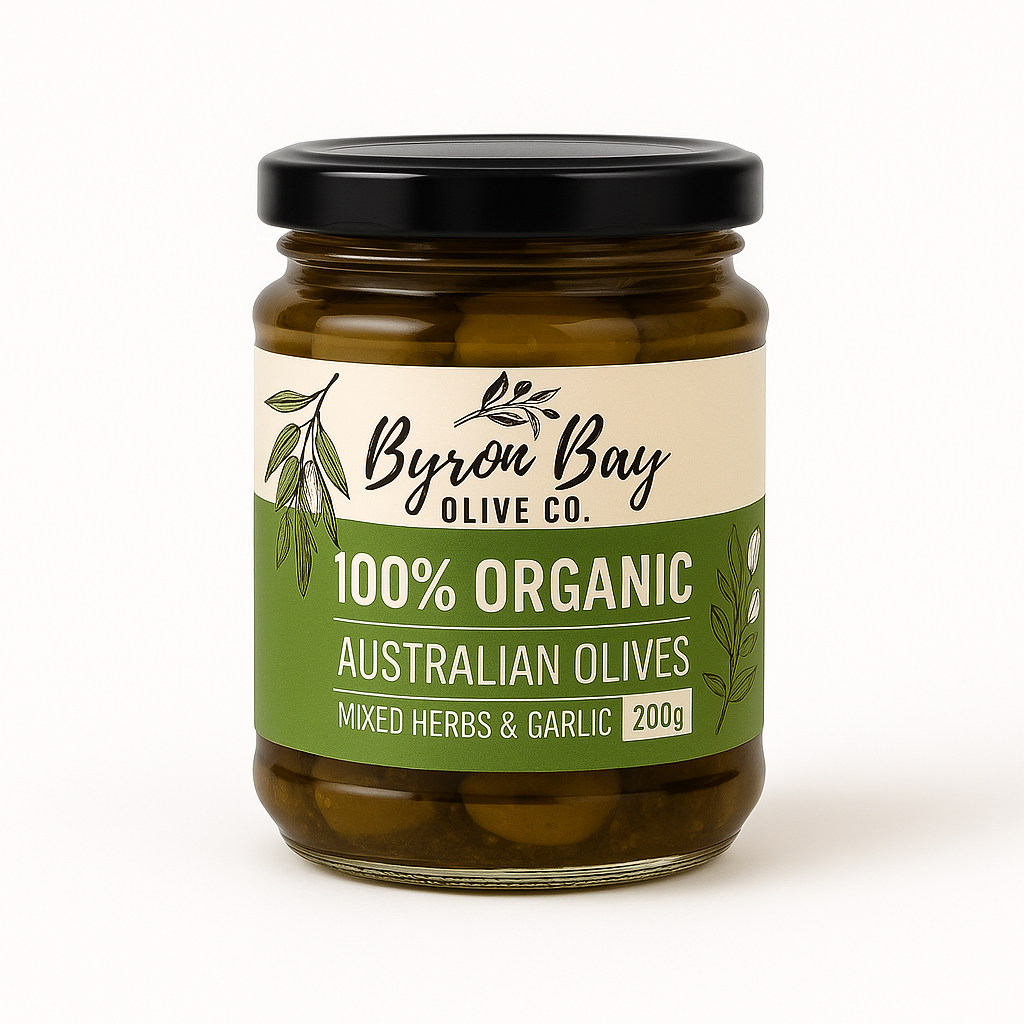 Organic Australian Mixed Olives / Herbs & Garlic