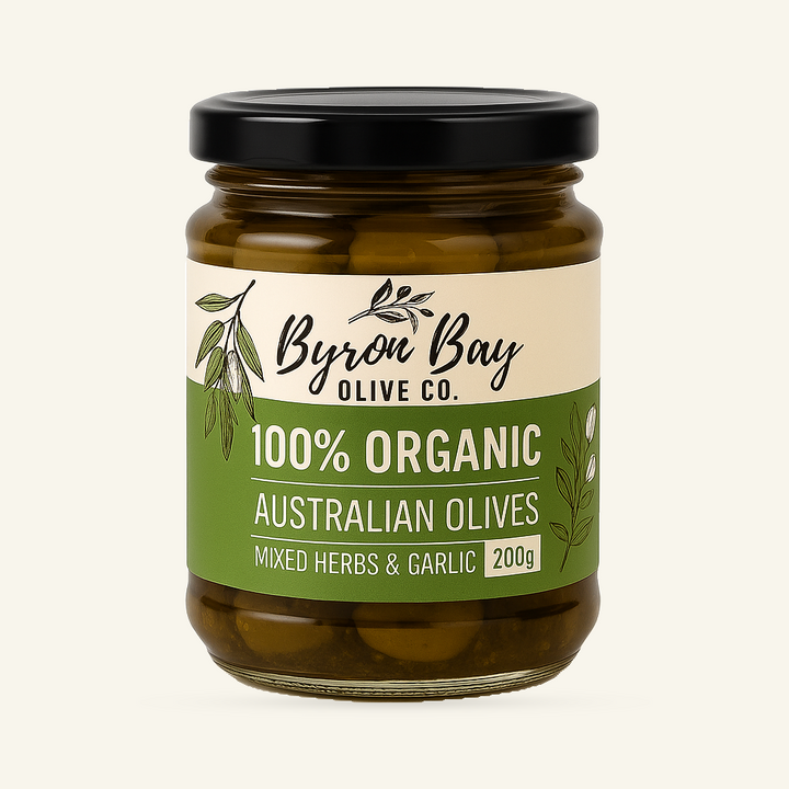 Organic Australian Mixed Olives / Herbs & Garlic
