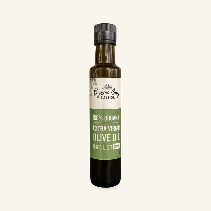 Byron Bay Olive Co Robust EVOO bottle – bold peppery organic olive oil