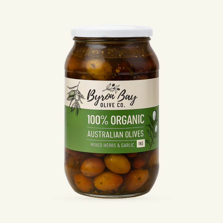 Organic Australian Mixed Olives / Herbs & Garlic